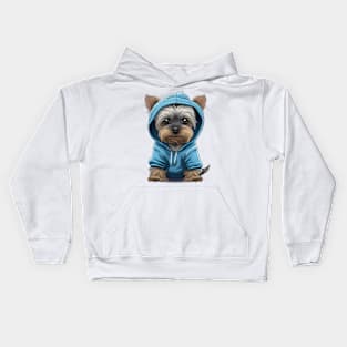 Yorkshire Terrier Wearing a Hoodie Kids Hoodie